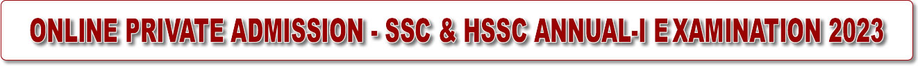 Online Private Admission - Annual-I Exam 2023